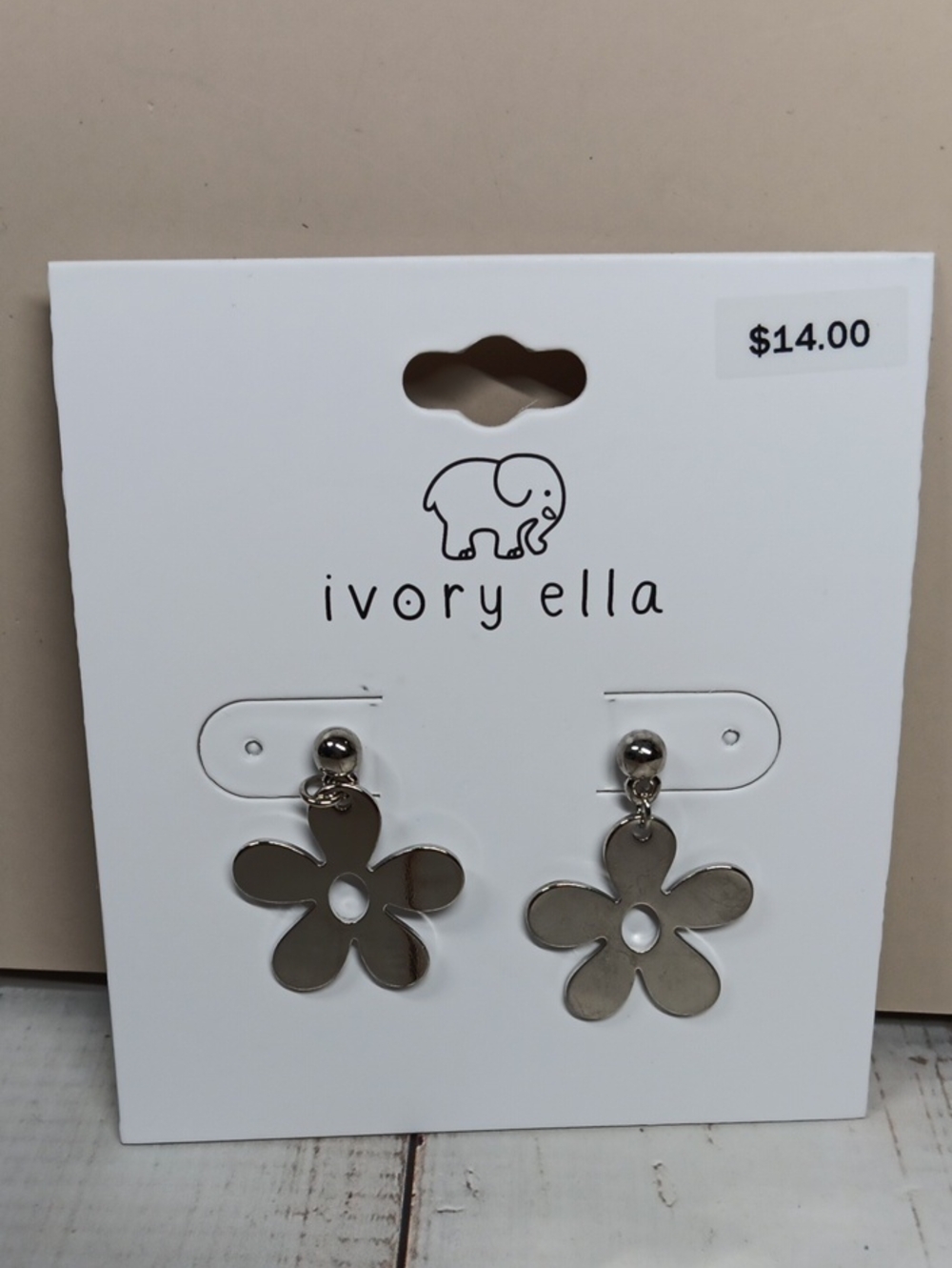 ivory ella Silver Flower Drop Earrings for Kids